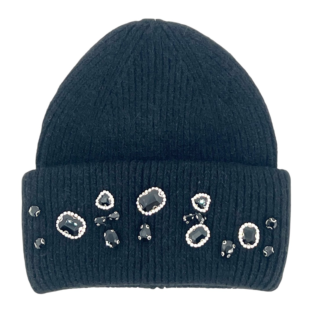 Bonnet à strass en maille côtelée