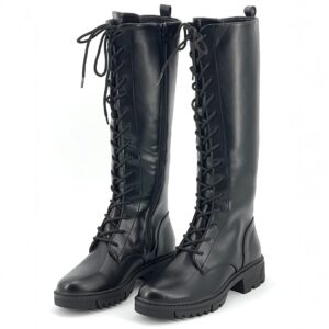 Bottes type rangers noires, bout rond, talon plat